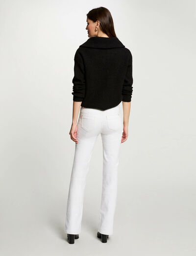 Jersey cuello con cremallera negro mujer