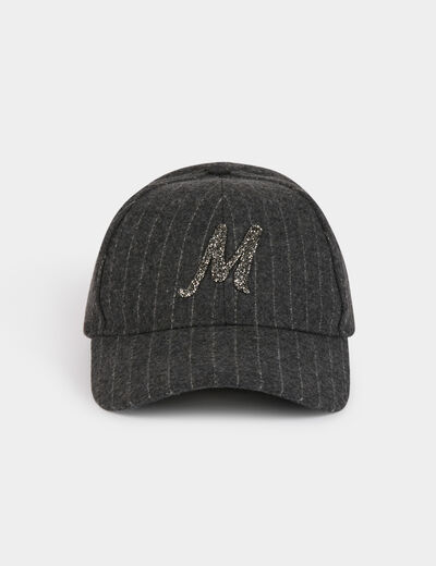 Gorra rayas y M con strass gris moyen mujer