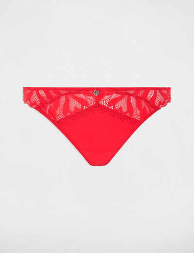 Tanga de encaje rojo mujer