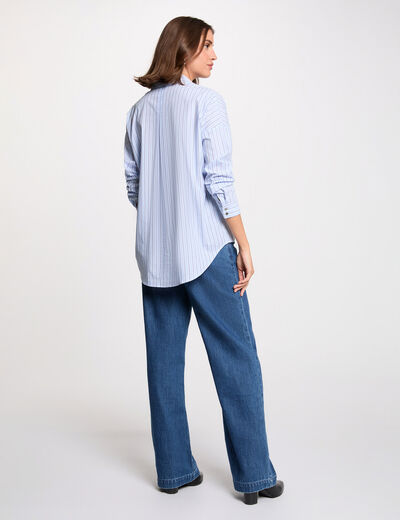Camisa oversize de rayas multicolor mujer