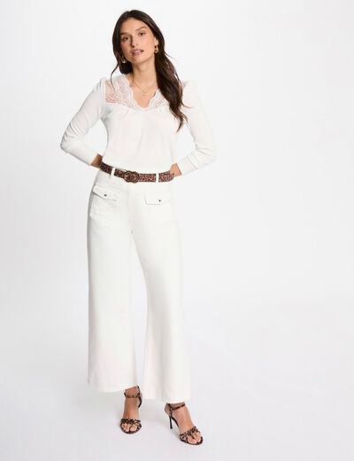 Camiseta manga larga blanco mujer