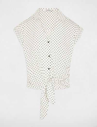 Camisa cropped con escote en V blanco mujer