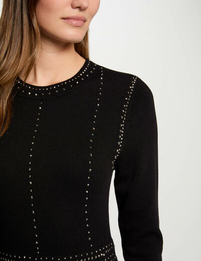 Vestido punto corto ajustado negro mujer