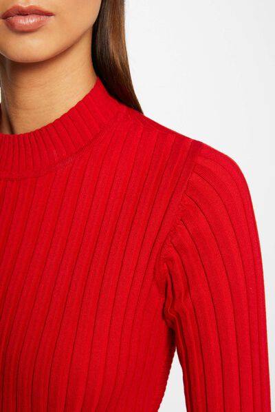 Jersey manga larga con espalda abertura rojo medio mujer