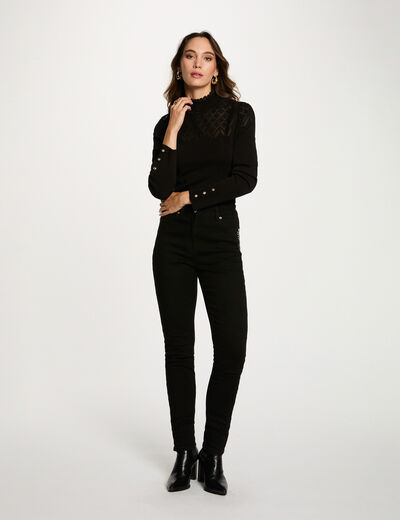 Vaquero slim con tachuelas negro mujer
