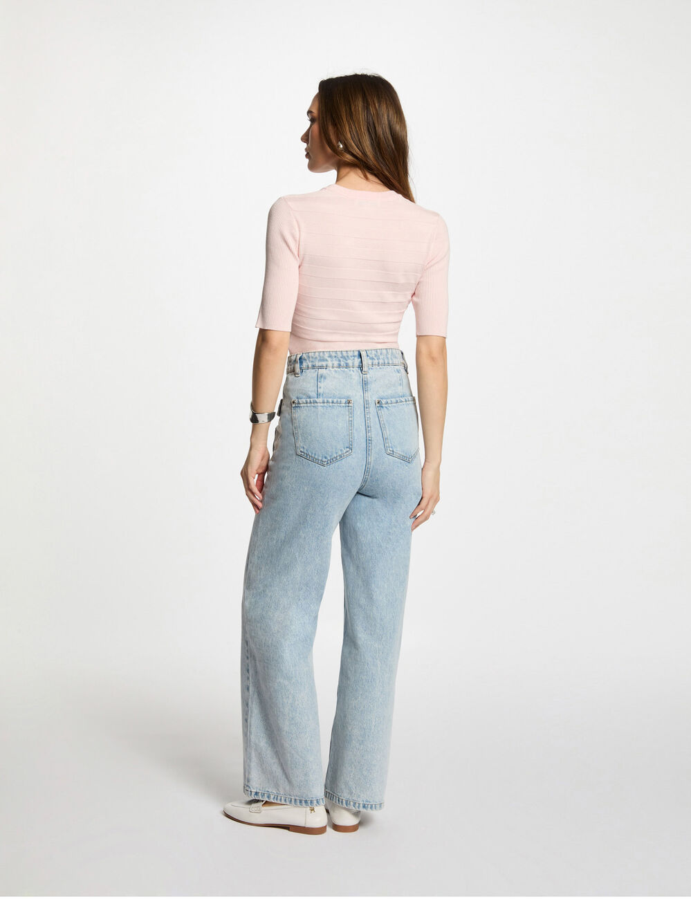 Jersey manga corta rosa claro mujer