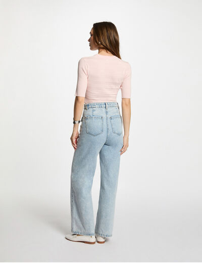 Jersey manga corta rosa claro mujer
