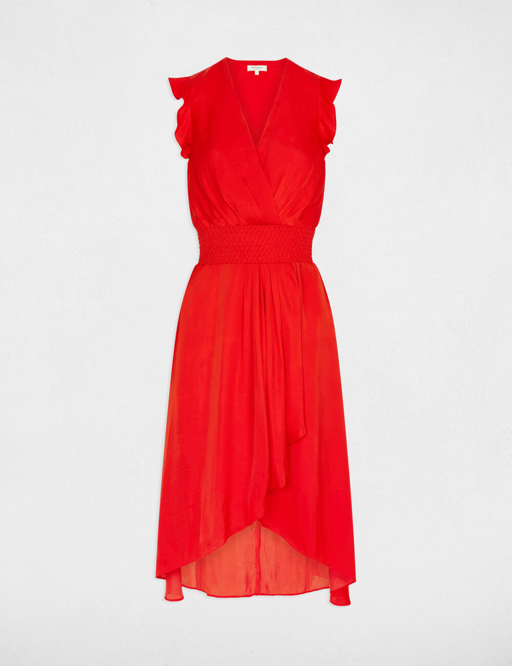 Vestido recto holgado sin mangas rojo vivo mujer