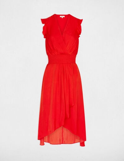 Vestido recto holgado sin mangas rojo vivo mujer