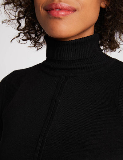 Jersey manga larga con detalle plisado negro mujer