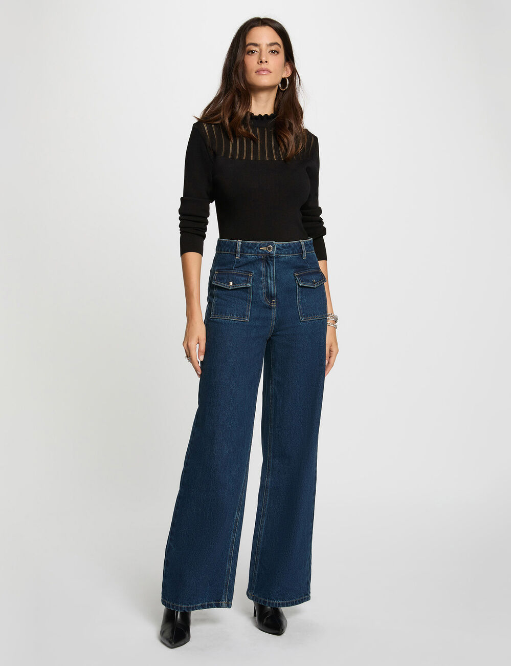 Jersey con cuello alto negro mujer