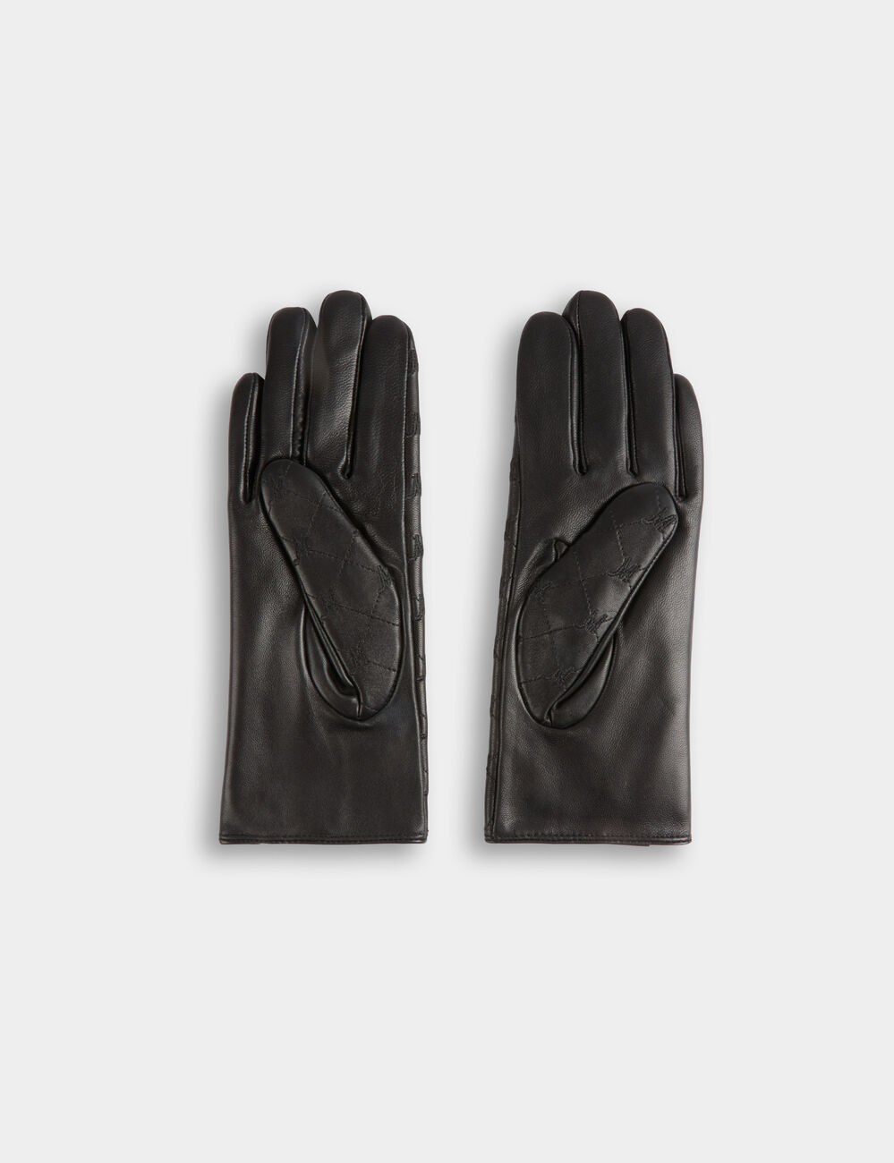 Guantes de piel sint&eacute;tica con monograma negro mujer