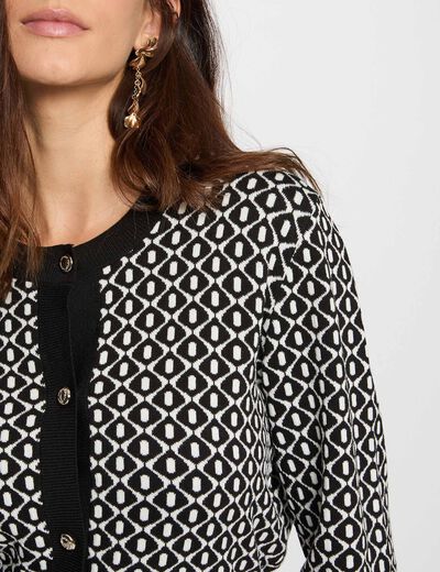 Chaqueta corta de jacquard negro mujer