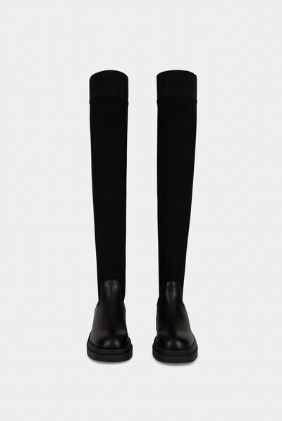 Botas calcetín por encima de la rodilla negro mujer