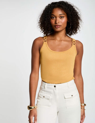 Top sin manga amarillo mostaza mujer