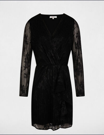 Vestido corto ajustado negro mujer