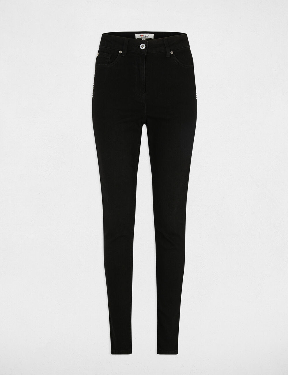 Vaquero slim con tachuelas negro mujer