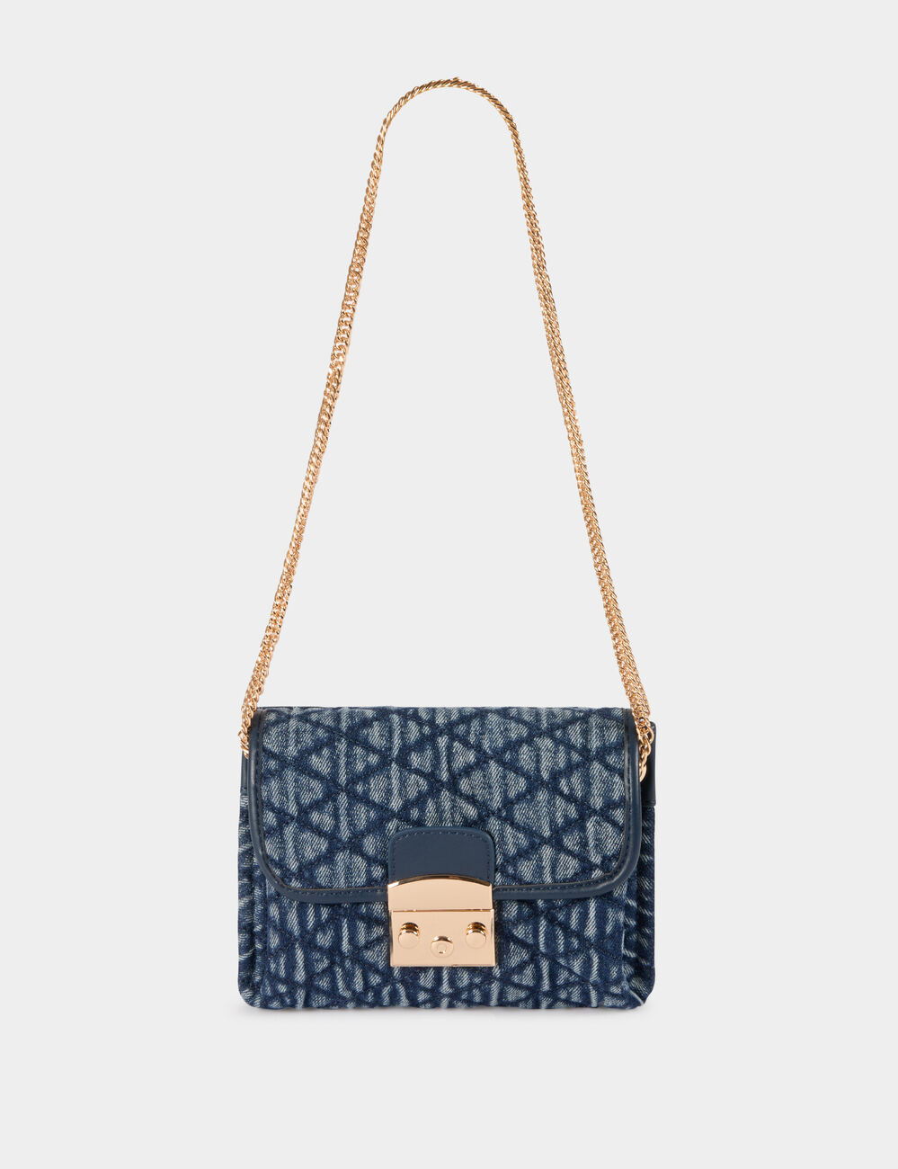 Bolso bandolera acolchado denim stone mujer