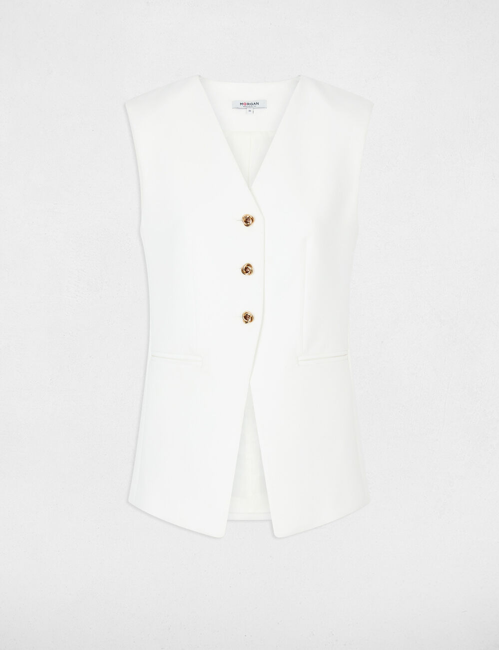 Chaqueta ajustada sin mangas blanco mujer