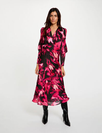 Vestido de gasa con cuello en v multicolor mujer