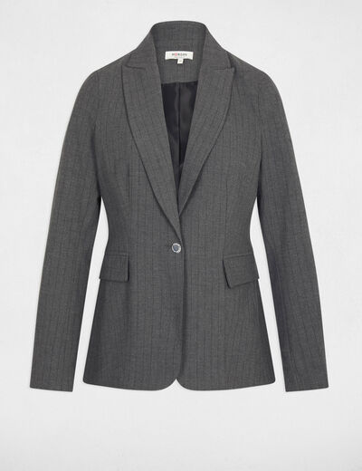 Blazer ajustado de rayas gris moyen mujer
