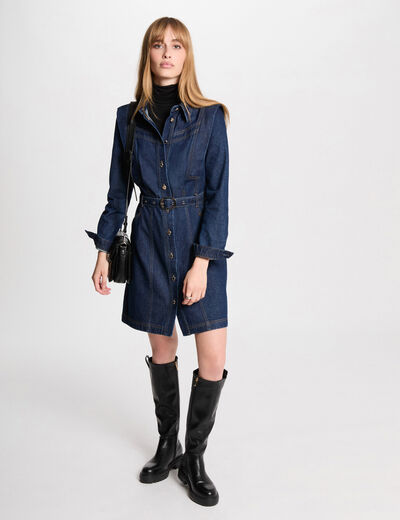 Vestido ajustado vaquero denim crudo mujer