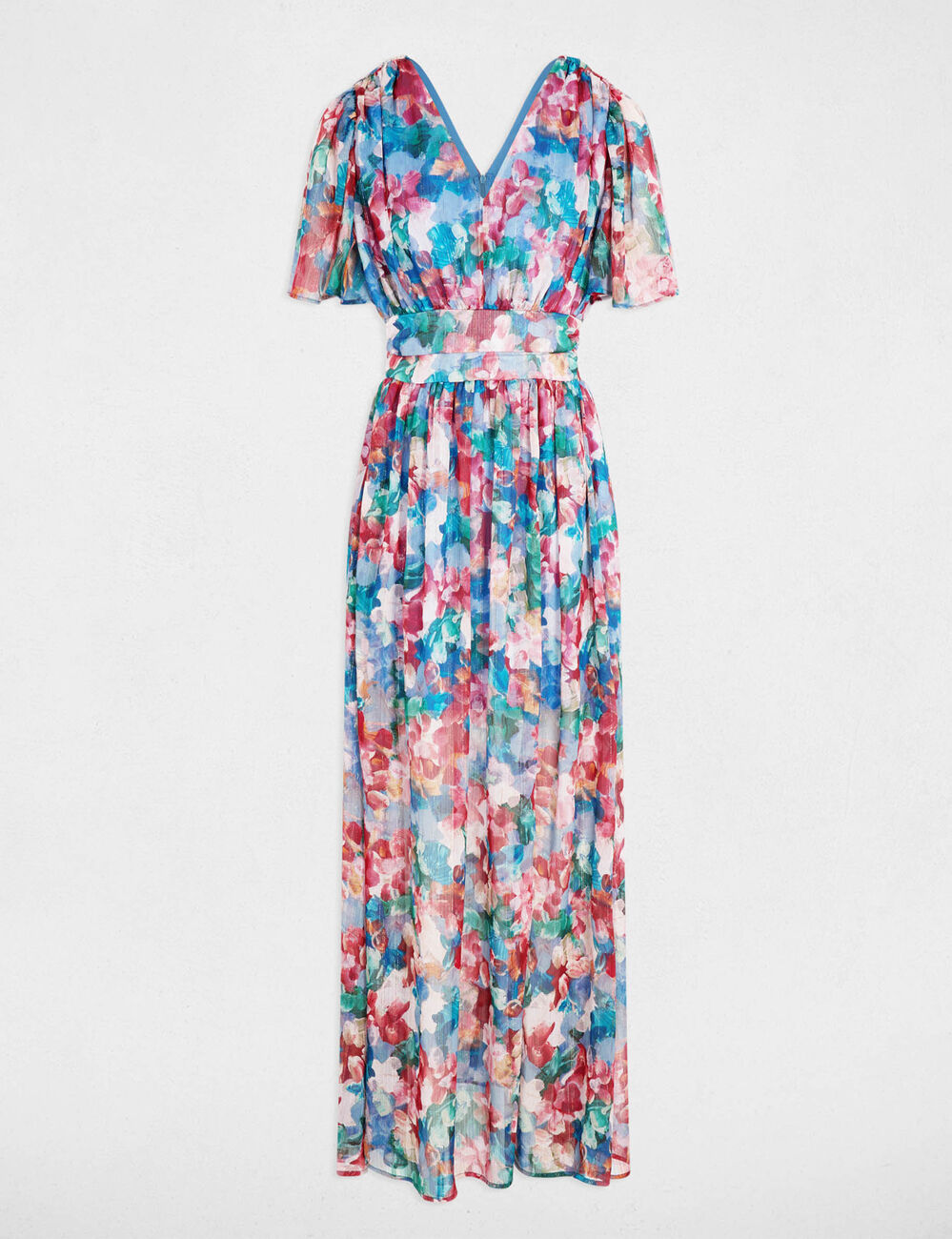 Vestido largo fluido multicolor mujer