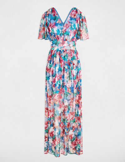 Vestido largo fluido multicolor mujer