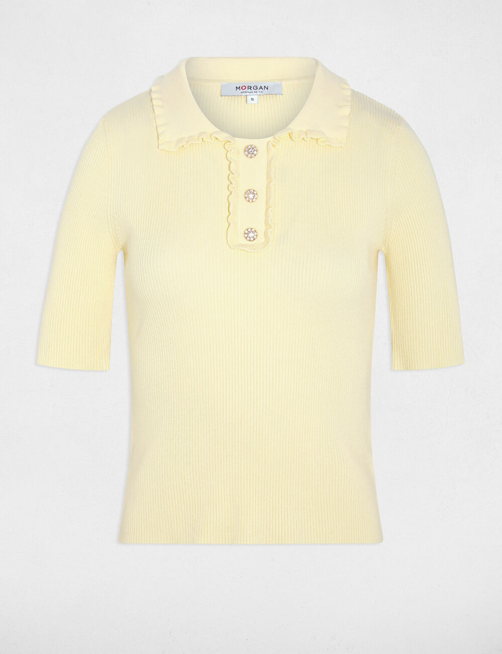 Jersey con cuello vuelto amarillo pastel mujer