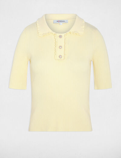 Jersey con cuello vuelto amarillo pastel mujer