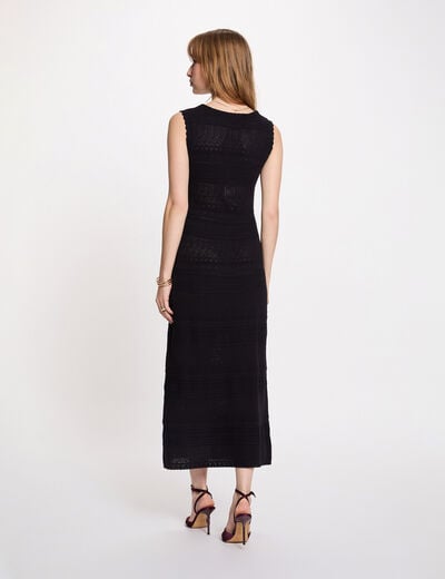Vestido punto largo ajustado azul marino mujer