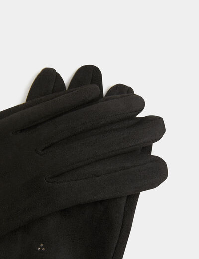Guantes con strass negro mujer