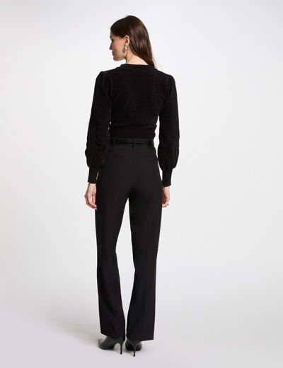 Jersey cuello efecto cruzado negro mujer