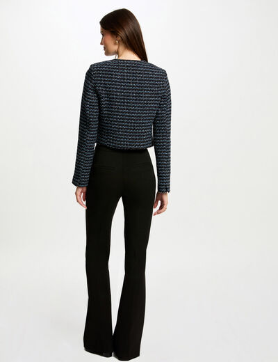 Chaqueta abotonada de tweed multico mujer