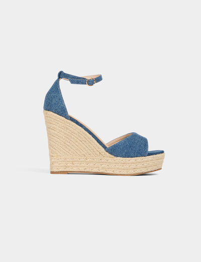 Sandalias plataformas vaquero denim crudo mujer