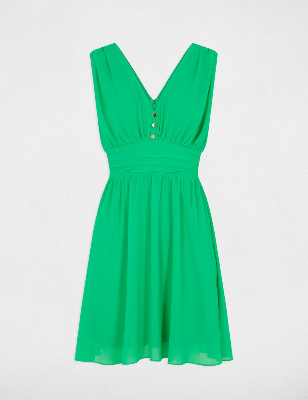 Vestido corto acampanado verde emeralda mujer