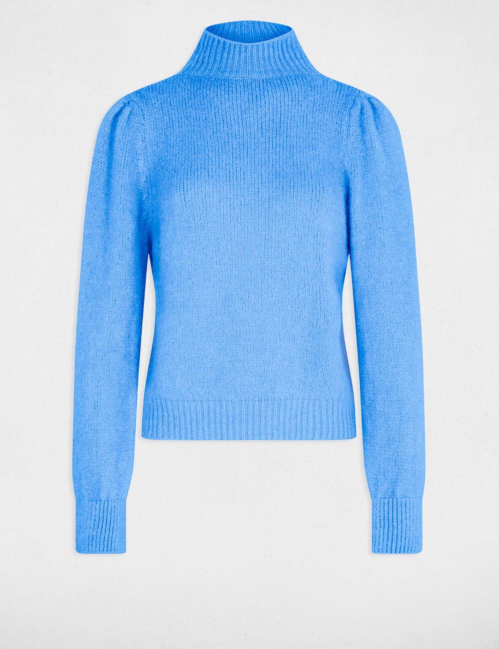 Jersey con cuello alto azul mujer