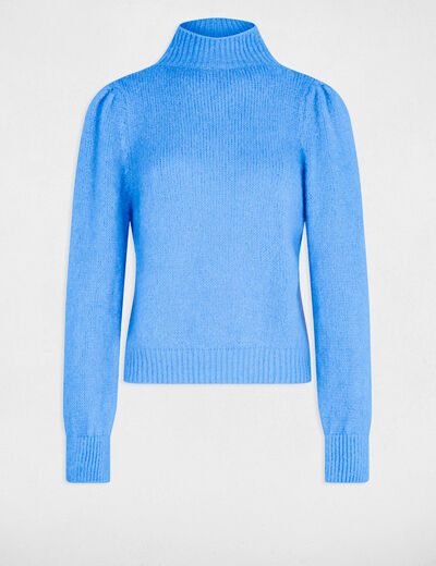 Jersey con cuello alto azul mujer