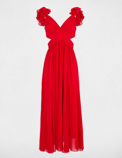Vestido largo recto holgado rojo mujer