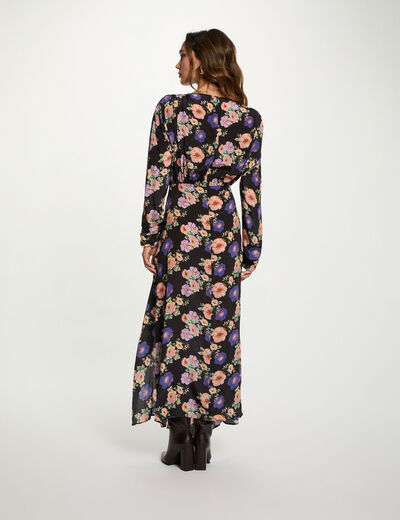 Vestido largo satinado multicolor mujer