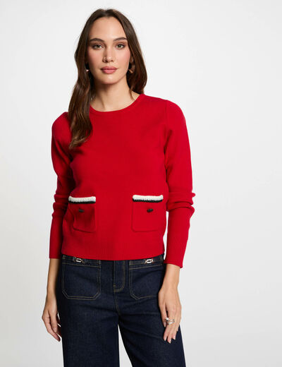 Jersey cuello redondo rojo mujer