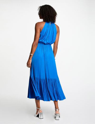 Vestido largo acampanado holgado azul eléctrico mujer