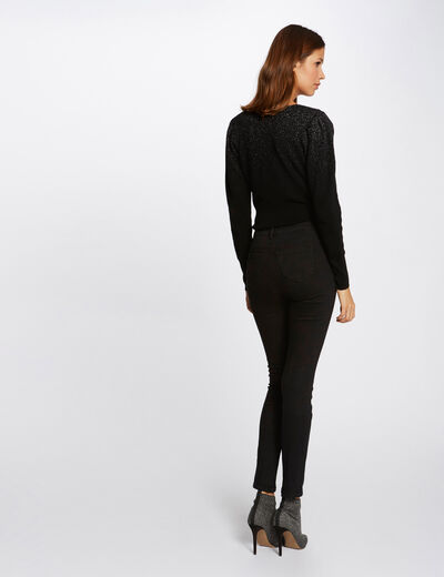 Vaquero skinny talle est&aacute;ndar abotonado negro mujer