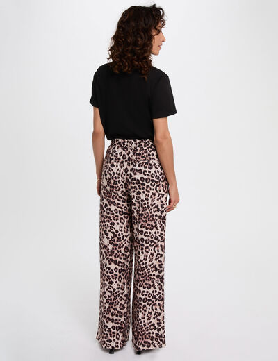 Pantalón recto y fluido multicolor mujer