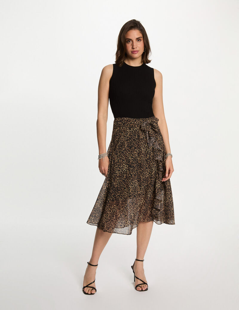 Vestido acampanado estampado multicolor mujer