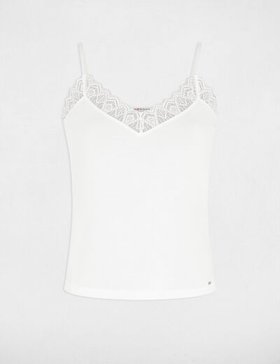 Top con encaje marfil mujer