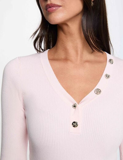 Jersey cuello v fantas&iacute;a rosa claro mujer