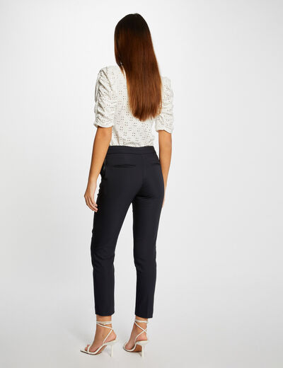 Pantalón cigarette estilo corto azul marino mujer