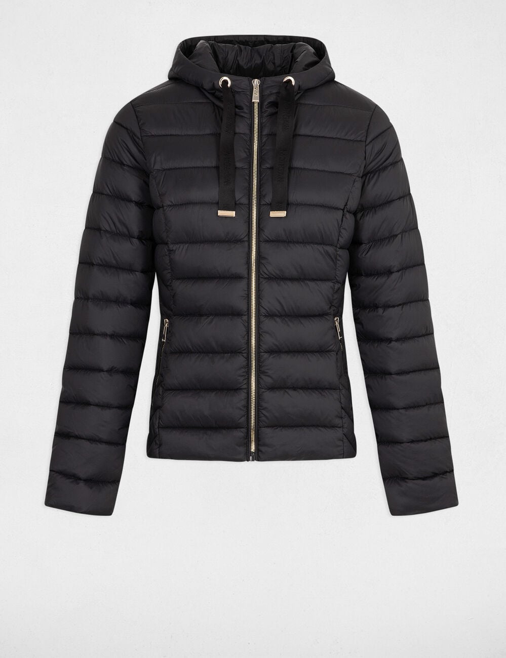 Chaqueta acolchada cuello alto negro mujer