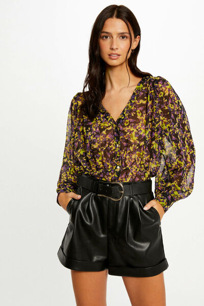 Camisa manga larga estampado abstracto multico mujer